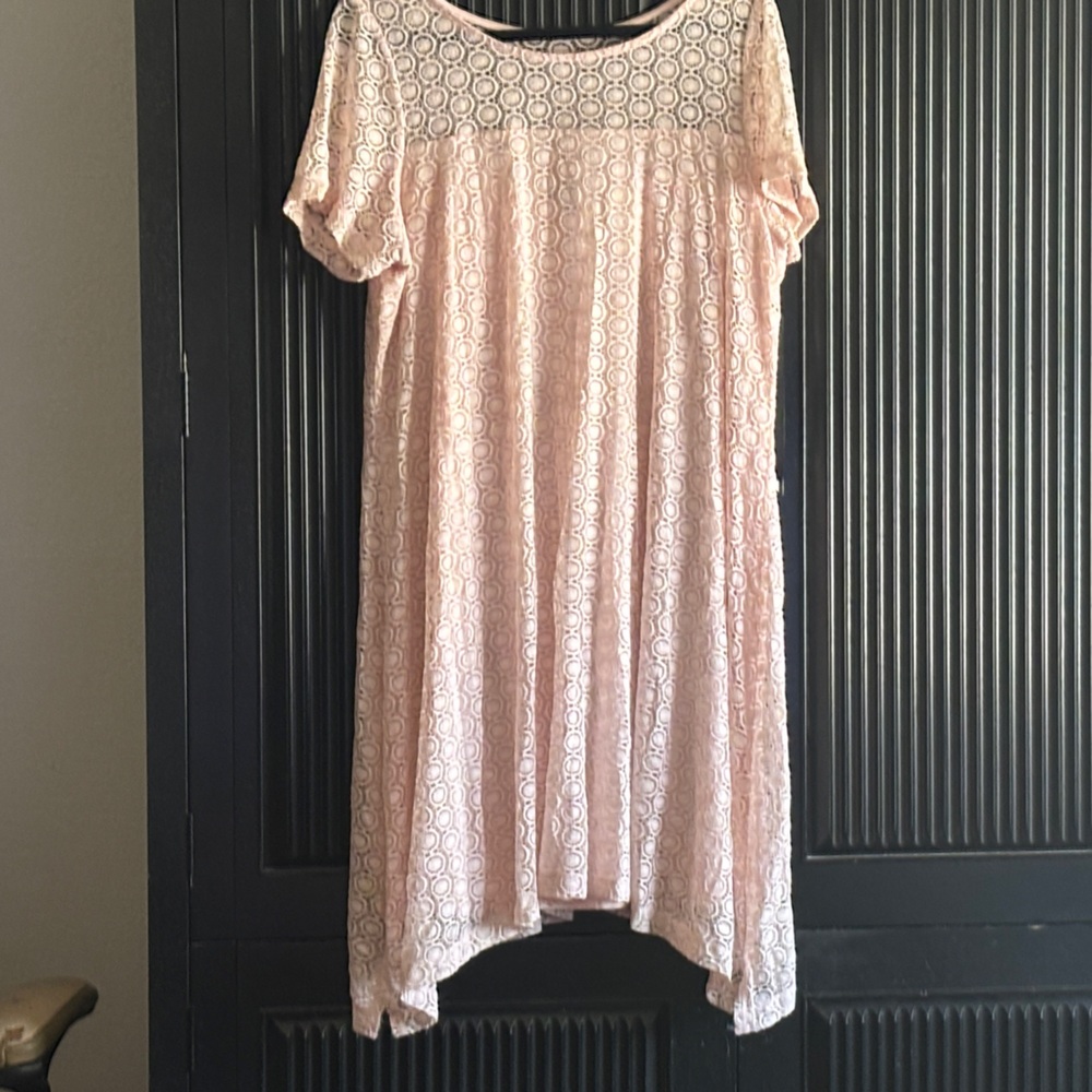 Lane Bryant Pink Lace Midi Dress